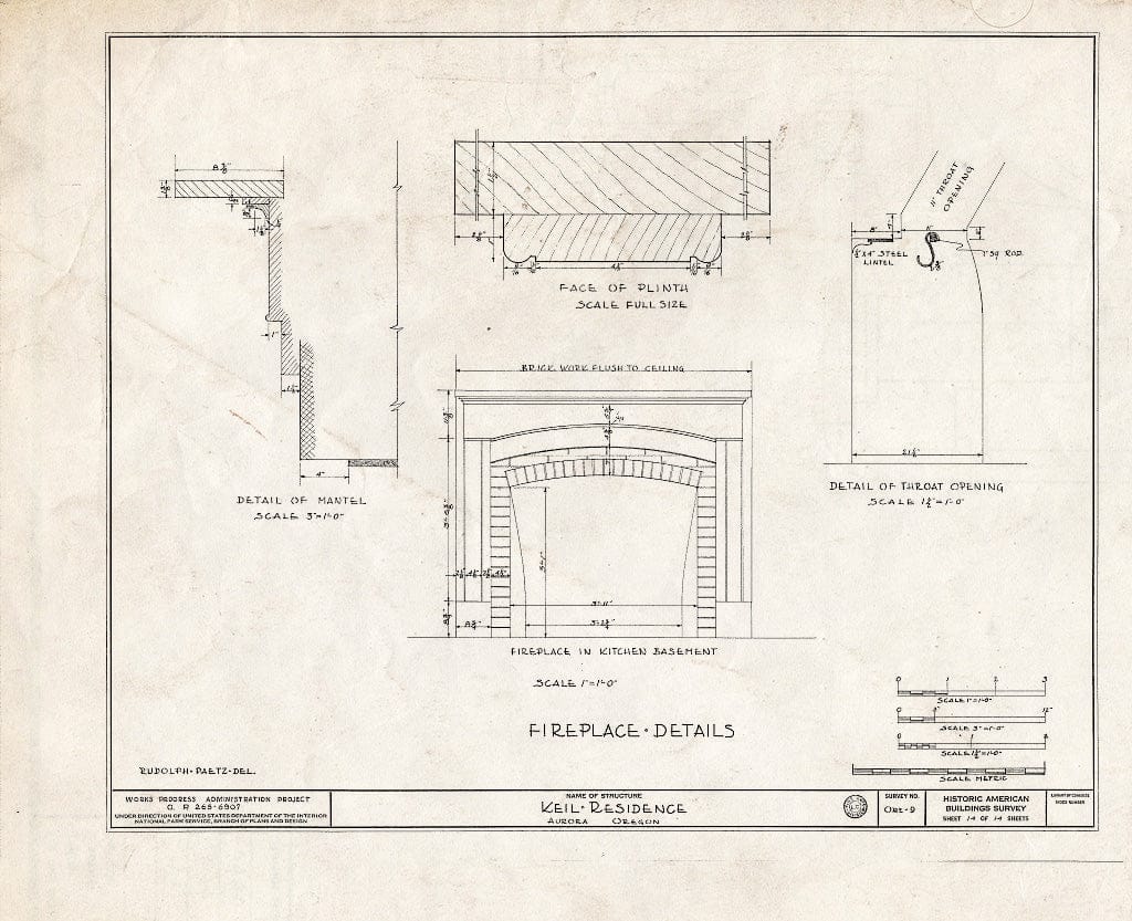 Blueprint HABS ORE,24-Auro,1- (Sheet 14 of 14) - Elias Keil House, Aurora, Marion, OR