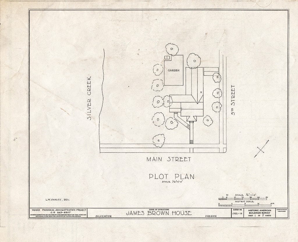 Blueprint HABS ORE,24-SILV,1- (Sheet 1 of 7) - James Brown House, Fifth & Main Streets, Silverton, Marion, OR