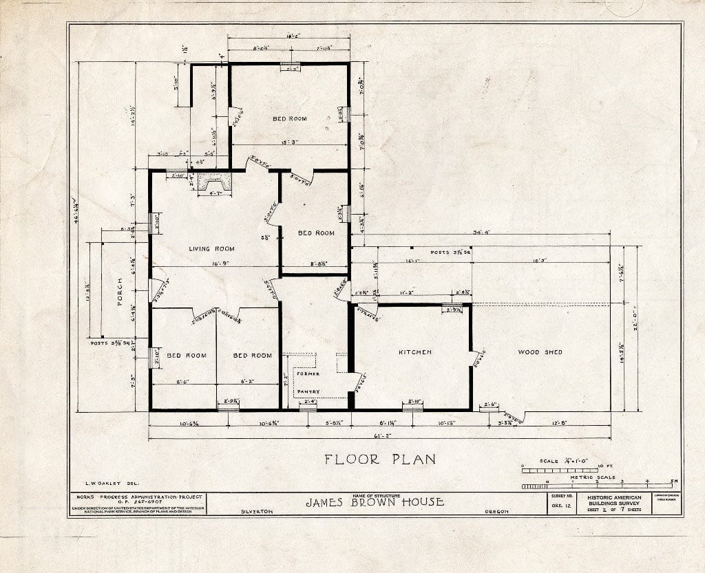 Blueprint HABS ORE,24-SILV,1- (Sheet 2 of 7) - James Brown House, Fifth & Main Streets, Silverton, Marion, OR