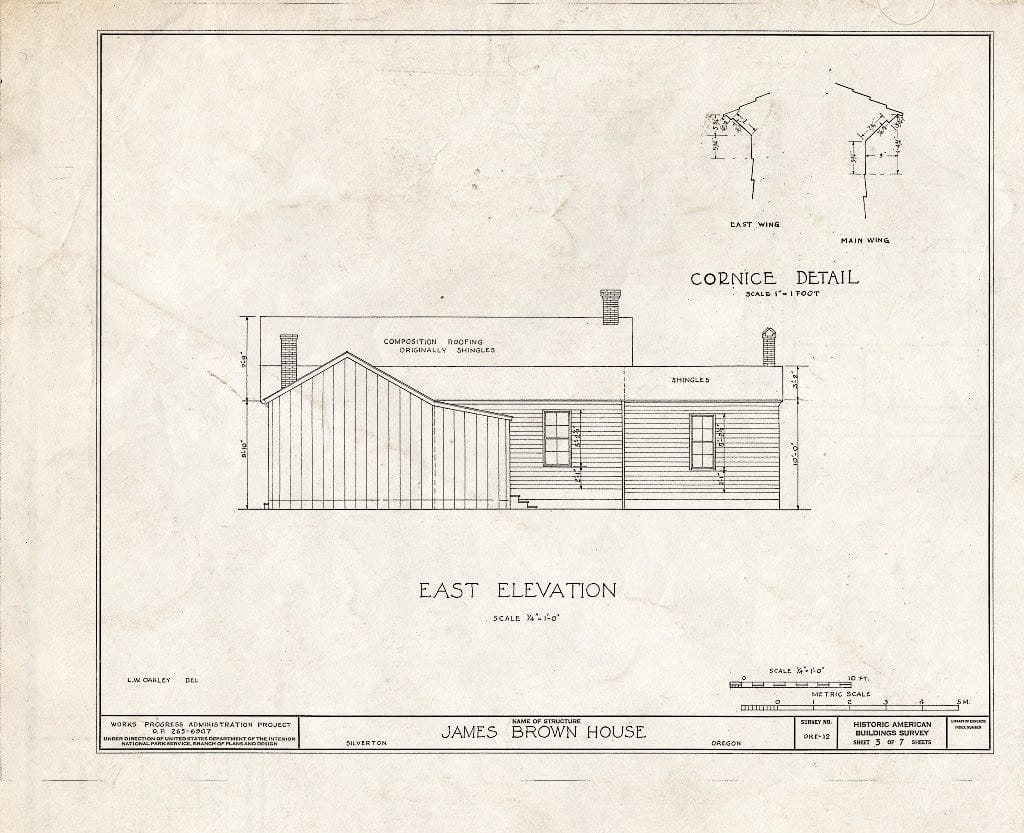 Blueprint HABS ORE,24-SILV,1- (Sheet 3 of 7) - James Brown House, Fifth & Main Streets, Silverton, Marion, OR