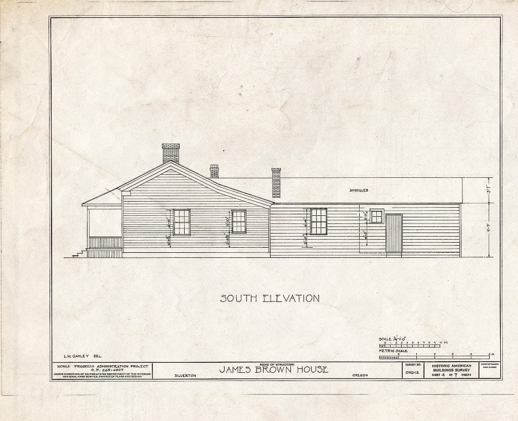 Blueprint HABS ORE,24-SILV,1- (Sheet 4 of 7) - James Brown House, Fifth & Main Streets, Silverton, Marion, OR