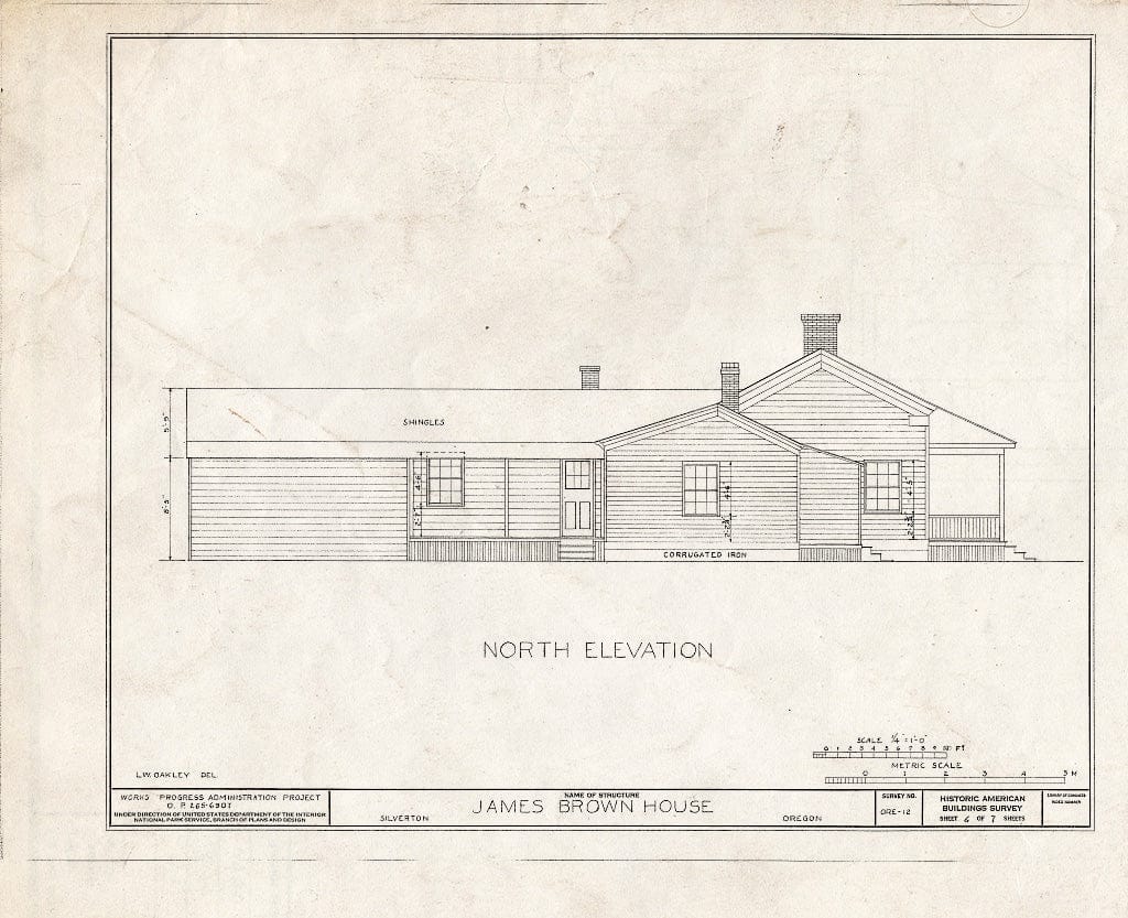 Blueprint HABS ORE,24-SILV,1- (Sheet 6 of 7) - James Brown House, Fifth & Main Streets, Silverton, Marion, OR