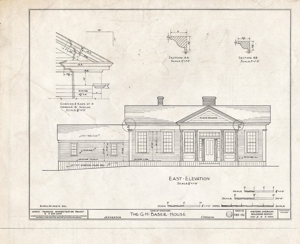 Blueprint HABS ORE,22-JEF.V,1- (Sheet 3 of 8) - Granville H. Baber House, Jefferson, Marion, OR