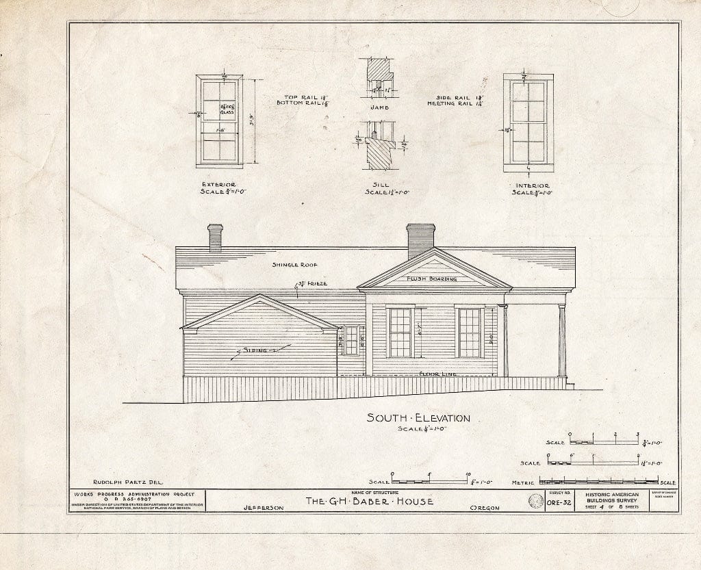 Blueprint HABS ORE,22-JEF.V,1- (Sheet 4 of 8) - Granville H. Baber House, Jefferson, Marion, OR