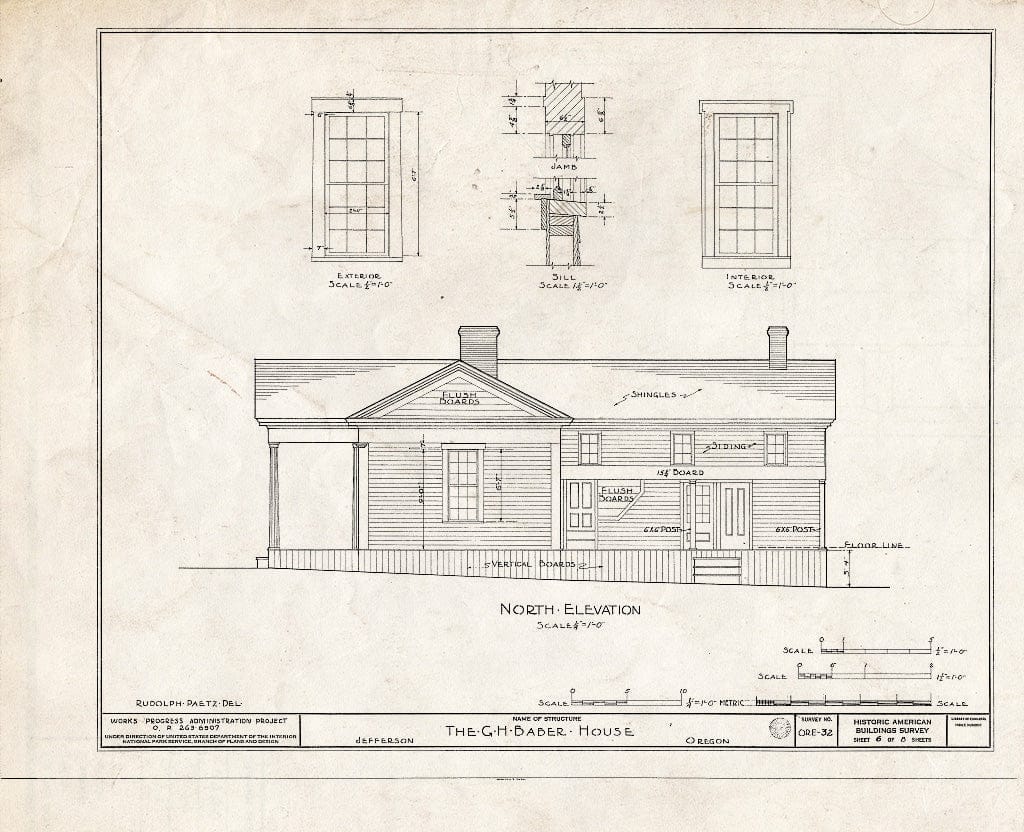 Blueprint HABS ORE,22-JEF.V,1- (Sheet 6 of 8) - Granville H. Baber House, Jefferson, Marion, OR