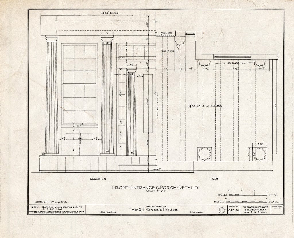 Blueprint HABS ORE,22-JEF.V,1- (Sheet 7 of 8) - Granville H. Baber House, Jefferson, Marion, OR