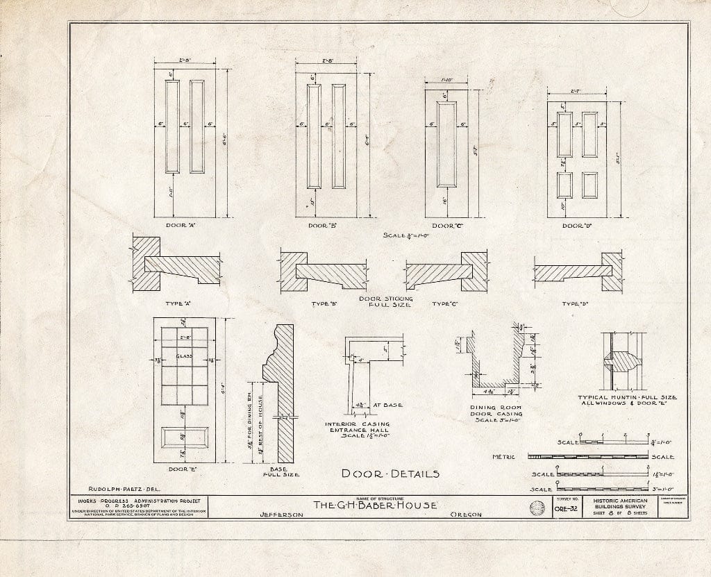 Blueprint HABS ORE,22-JEF.V,1- (Sheet 8 of 8) - Granville H. Baber House, Jefferson, Marion, OR