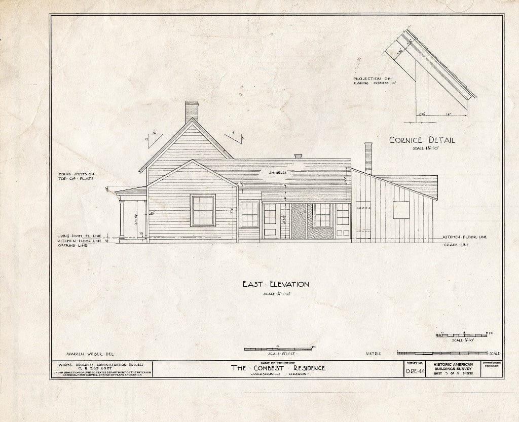 Blueprint HABS ORE,15-JACVI,2- (Sheet 5 of 9) - Sifers-Savage House, 160 West C Street, Jacksonville, Jackson County, OR