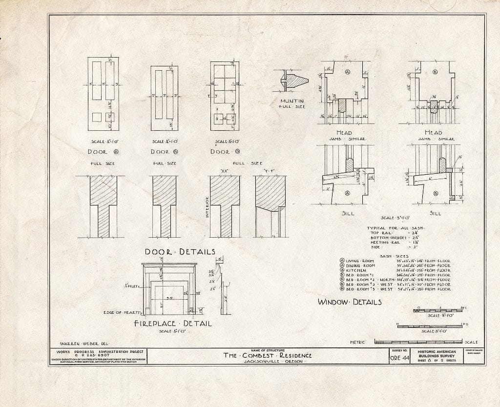 Blueprint HABS ORE,15-JACVI,2- (Sheet 8 of 9) - Sifers-Savage House, 160 West C Street, Jacksonville, Jackson County, OR
