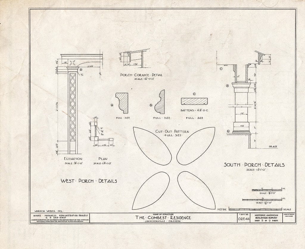 Blueprint HABS ORE,15-JACVI,2- (Sheet 9 of 9) - Sifers-Savage House, 160 West C Street, Jacksonville, Jackson County, OR