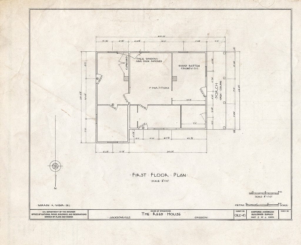 Blueprint HABS ORE,15-JACVI,1- (Sheet 2 of 6) - Dr. G. W. Greer House, 250 North Oregon Street, Jacksonville, Jackson County, OR