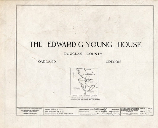 Blueprint HABS ORE,10-Oak,2- (Sheet 0 of 8) - Edward G. Young House, Second Avenue & Maple Street, Oakland, Douglas County, OR