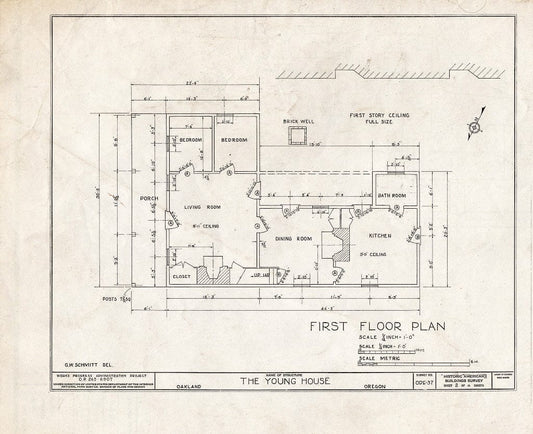 Blueprint HABS ORE,10-Oak,2- (Sheet 2 of 8) - Edward G. Young House, Second Avenue & Maple Street, Oakland, Douglas County, OR