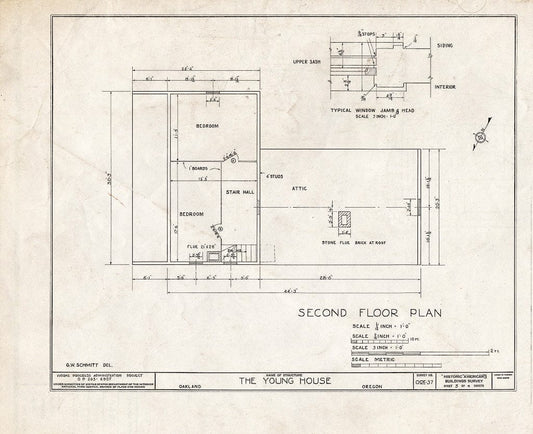 Blueprint HABS ORE,10-Oak,2- (Sheet 3 of 8) - Edward G. Young House, Second Avenue & Maple Street, Oakland, Douglas County, OR