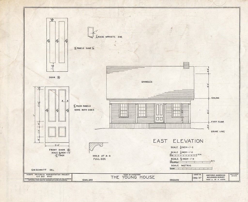 Blueprint HABS ORE,10-Oak,2- (Sheet 4 of 8) - Edward G. Young House, Second Avenue & Maple Street, Oakland, Douglas County, OR