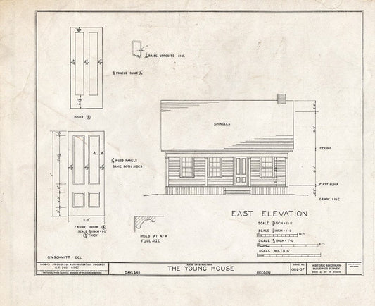 Blueprint HABS ORE,10-Oak,2- (Sheet 4 of 8) - Edward G. Young House, Second Avenue & Maple Street, Oakland, Douglas County, OR