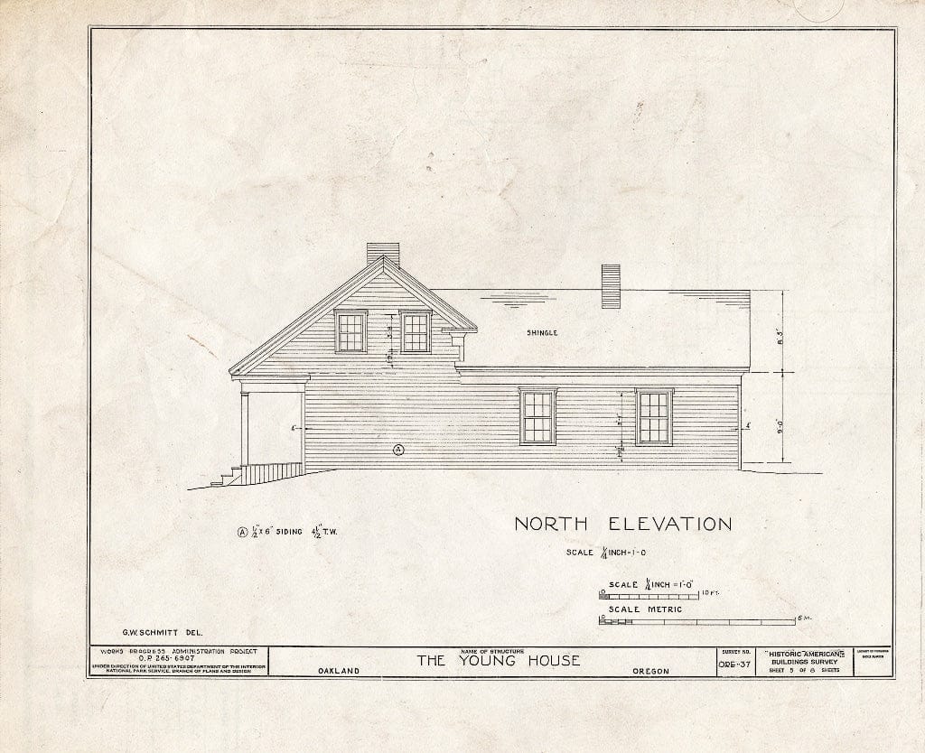 Blueprint HABS ORE,10-Oak,2- (Sheet 5 of 8) - Edward G. Young House, Second Avenue & Maple Street, Oakland, Douglas County, OR