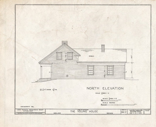 Blueprint HABS ORE,10-Oak,2- (Sheet 5 of 8) - Edward G. Young House, Second Avenue & Maple Street, Oakland, Douglas County, OR