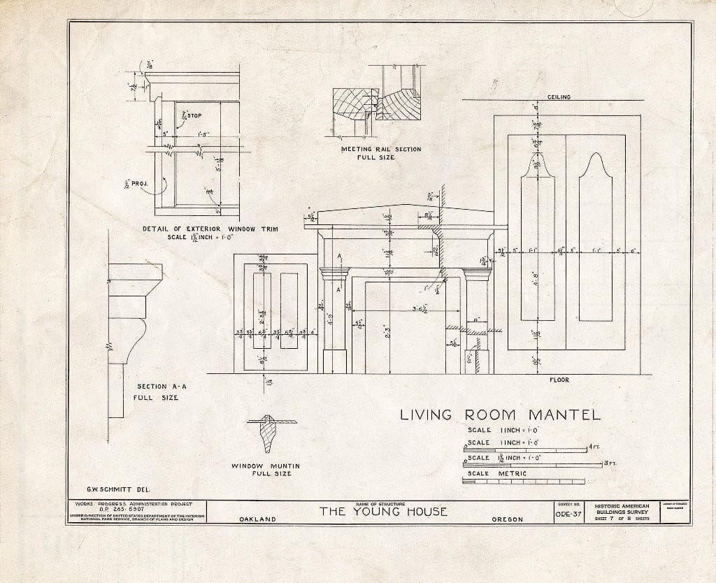 Blueprint HABS ORE,10-Oak,2- (Sheet 7 of 8) - Edward G. Young House, Second Avenue & Maple Street, Oakland, Douglas County, OR