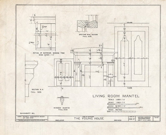 Blueprint HABS ORE,10-Oak,2- (Sheet 7 of 8) - Edward G. Young House, Second Avenue & Maple Street, Oakland, Douglas County, OR