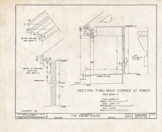 Blueprint HABS ORE,10-Oak,2- (Sheet 8 of 8) - Edward G. Young House, Second Avenue & Maple Street, Oakland, Douglas County, OR