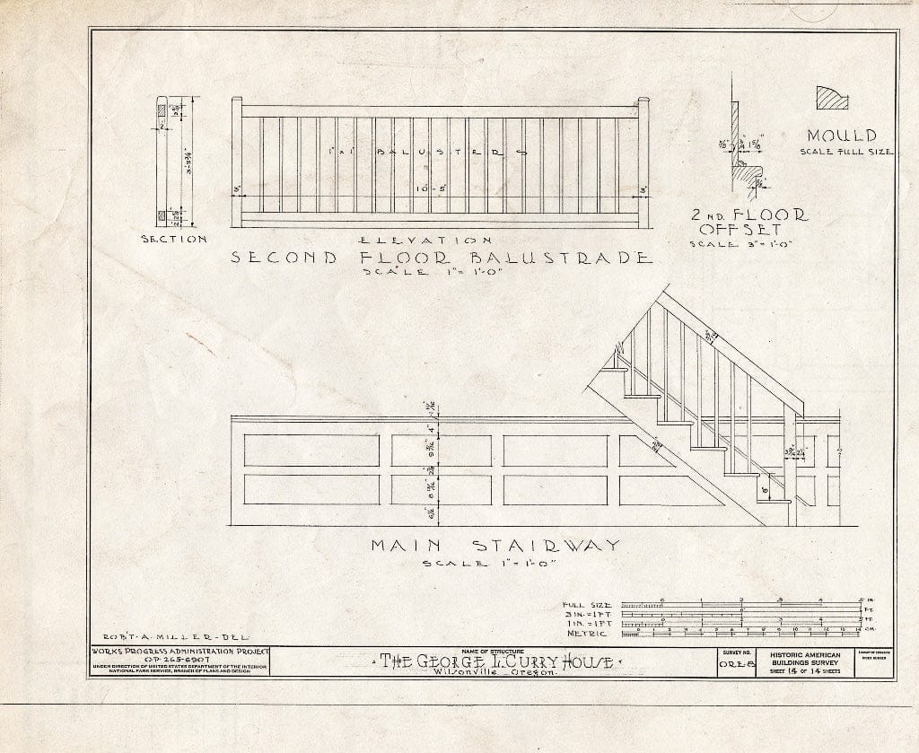 Blueprint HABS ORE,3-WILSO.V,1- (Sheet 14 of 14) - George L. Curry House, Wilsonville, Clackamas County, OR