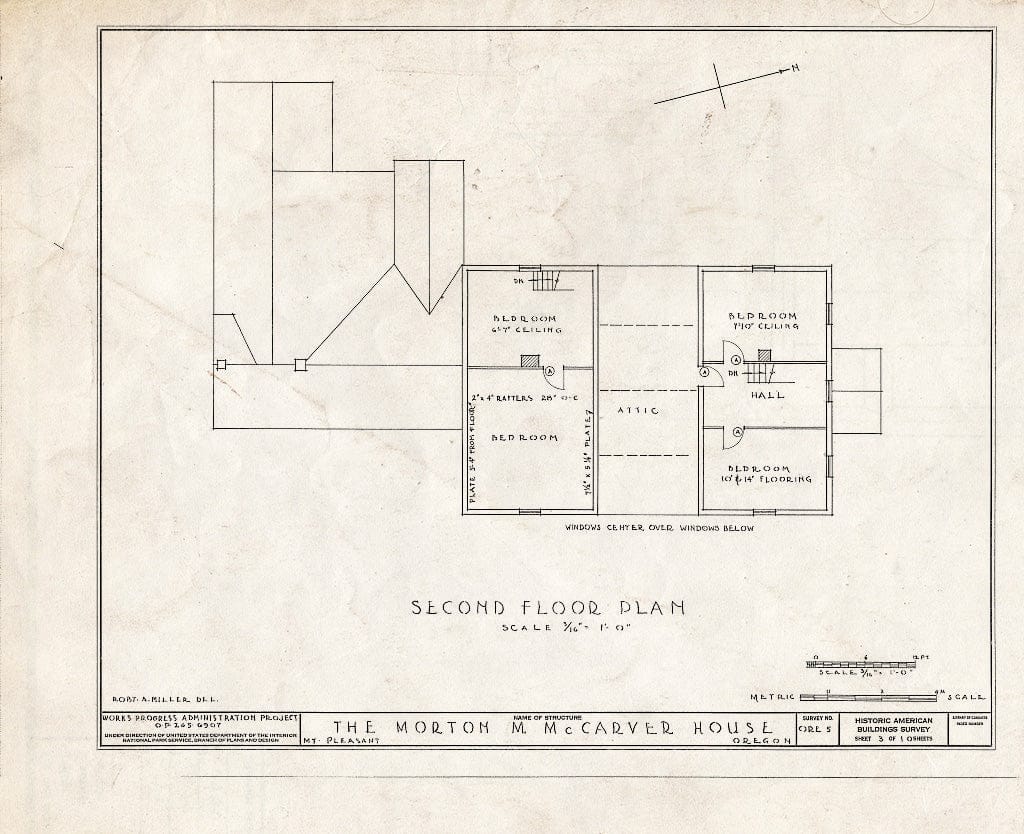 Blueprint HABS ORE,3-MOUPL,3- (Sheet 3 of 10) - Morton McCarver House, Mount Pleasant, Clackamas County, OR