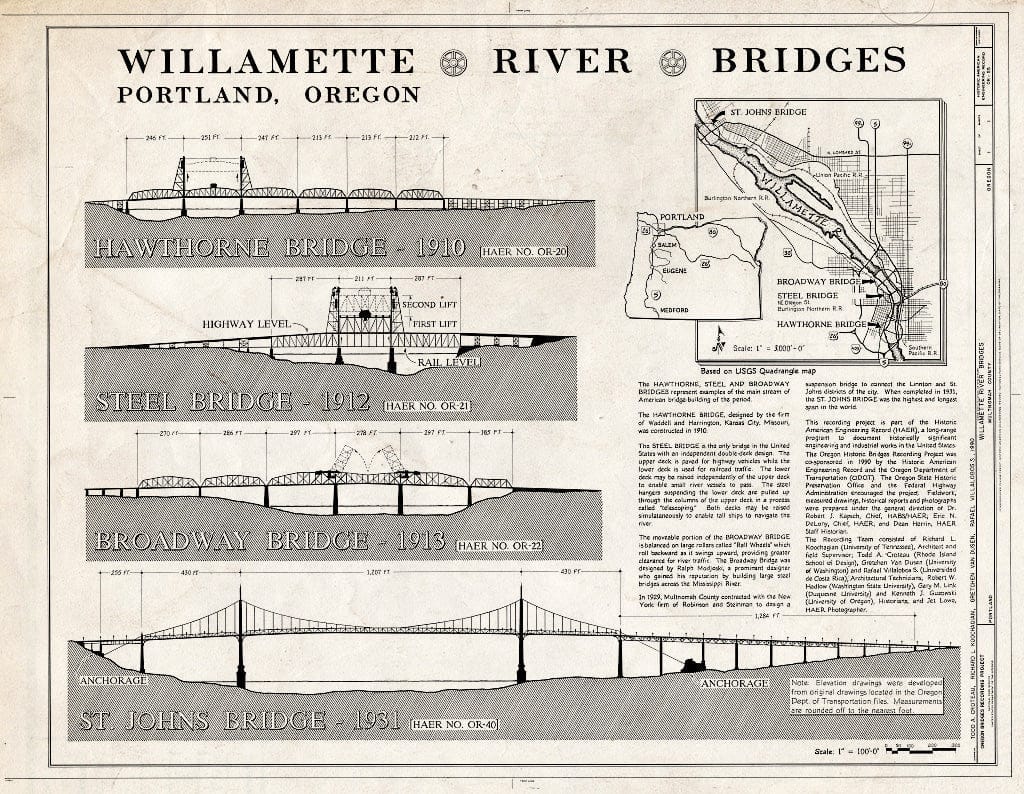 Blueprint HAER ORE,26-Port,15- (Sheet 1 of 1) - Willamette River Bridges, Spanning Willamette River at Various Locations, Portland, Multnomah County, OR