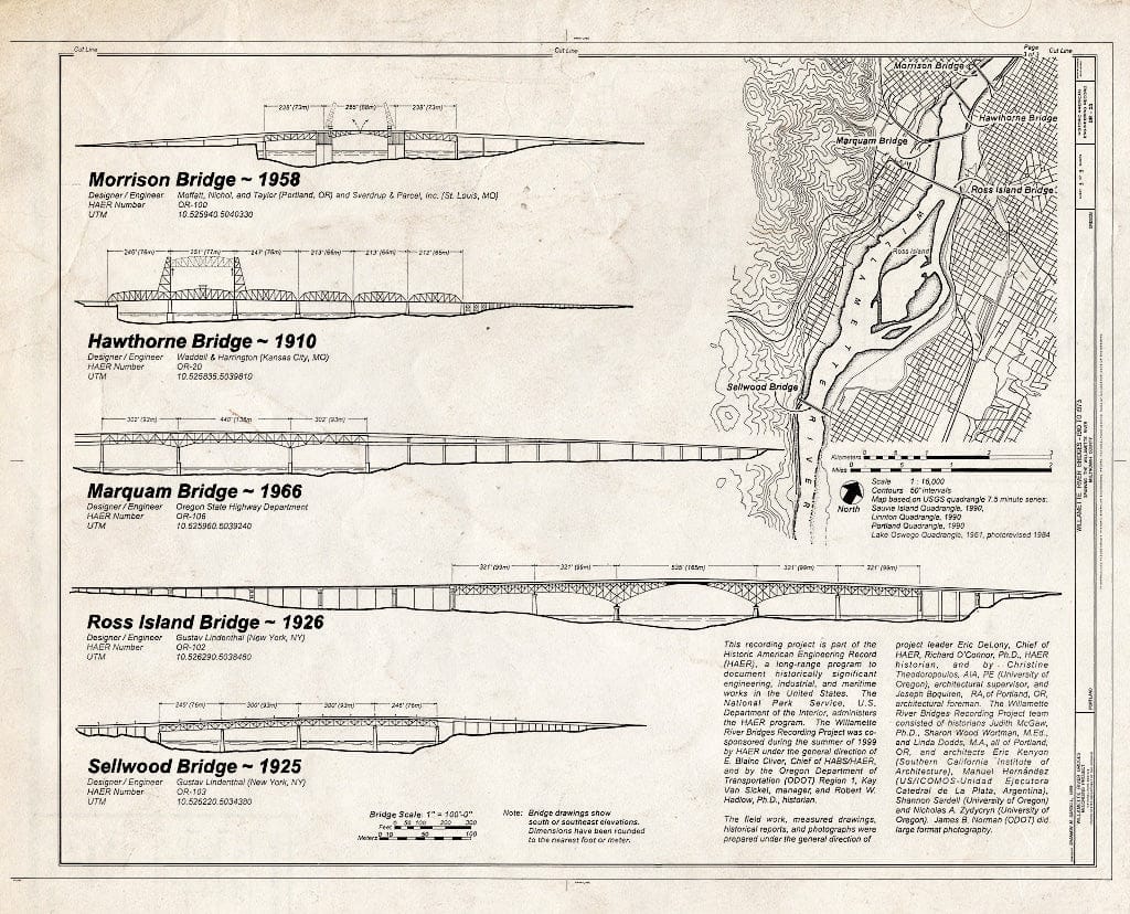 Blueprint HAER ORE,26-Port,15- (Sheet 3 of 3) - Willamette River Bridges, Spanning Willamette River at Various Locations, Portland, Multnomah County, OR