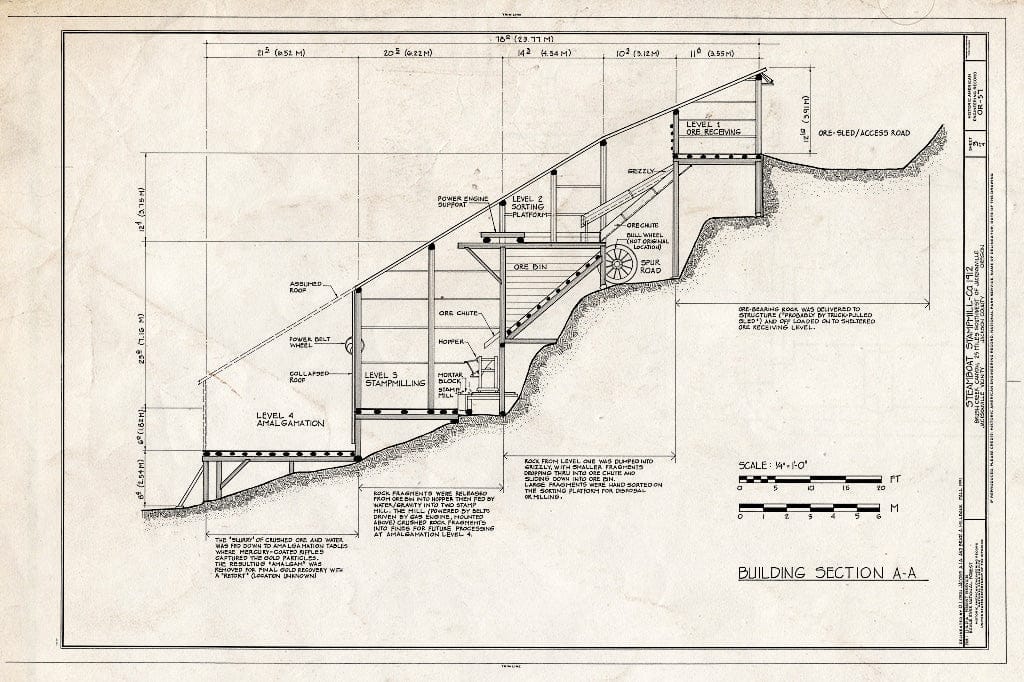 Blueprint HAER ORE,15-JACVI.V,4- (Sheet 3 of 4) - Steamboat Stampmill, Brush Creek Canyon, Jacksonville, Jackson County, OR