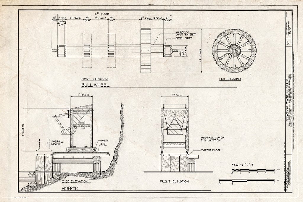 Blueprint HAER ORE,15-JACVI.V,4- (Sheet 4 of 4) - Steamboat Stampmill, Brush Creek Canyon, Jacksonville, Jackson County, OR