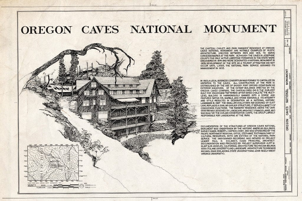 Blueprint HABS ORE,17-CAJU,1- (Sheet 1 of 3) - Oregon Caves National Monument, 19000 Caves Highway, Cave Junction, Josephine County, OR