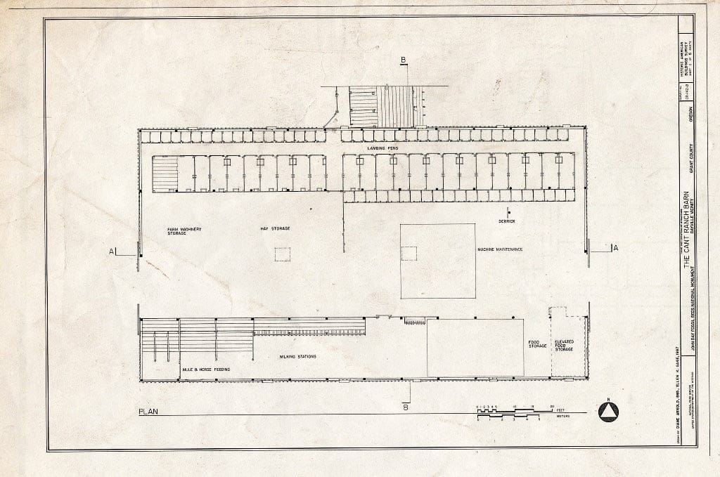 Blueprint HABS ORE,12-Day.V,1-B- (Sheet 1 of 5) - Cant Ranch, Barn, East Side of State Route 19, North of U.S. 26, Dayville, Grant County, OR