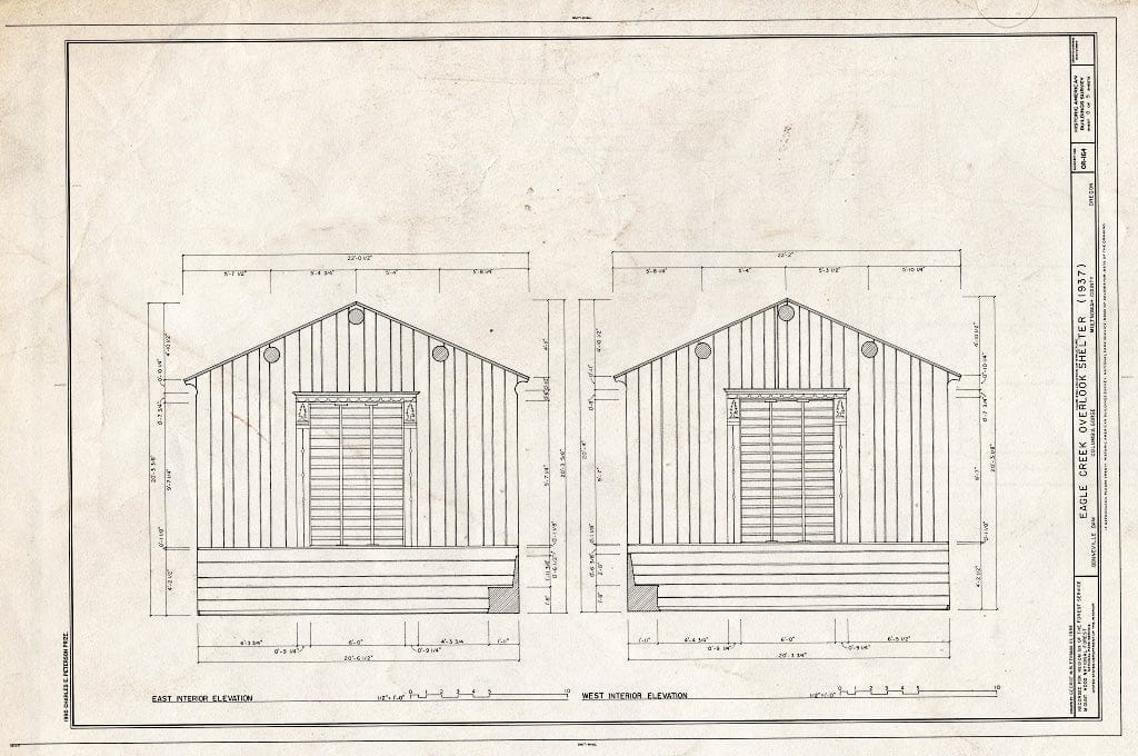Blueprint HABS ORE,26-Bond.V,1- (Sheet 8 of 9) - Eagle Creek Overlook Shelter, Columbia Gorge,Oregon-Washington Border, Bonneville, Multnomah County, OR