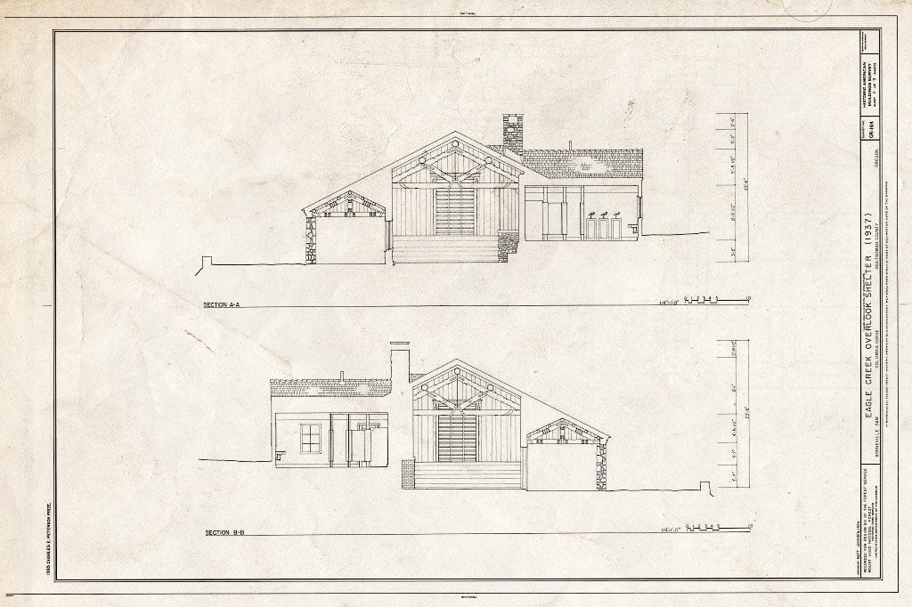 Blueprint HABS ORE,26-Bond.V,1- (Sheet 9 of 9) - Eagle Creek Overlook Shelter, Columbia Gorge,Oregon-Washington Border, Bonneville, Multnomah County, OR
