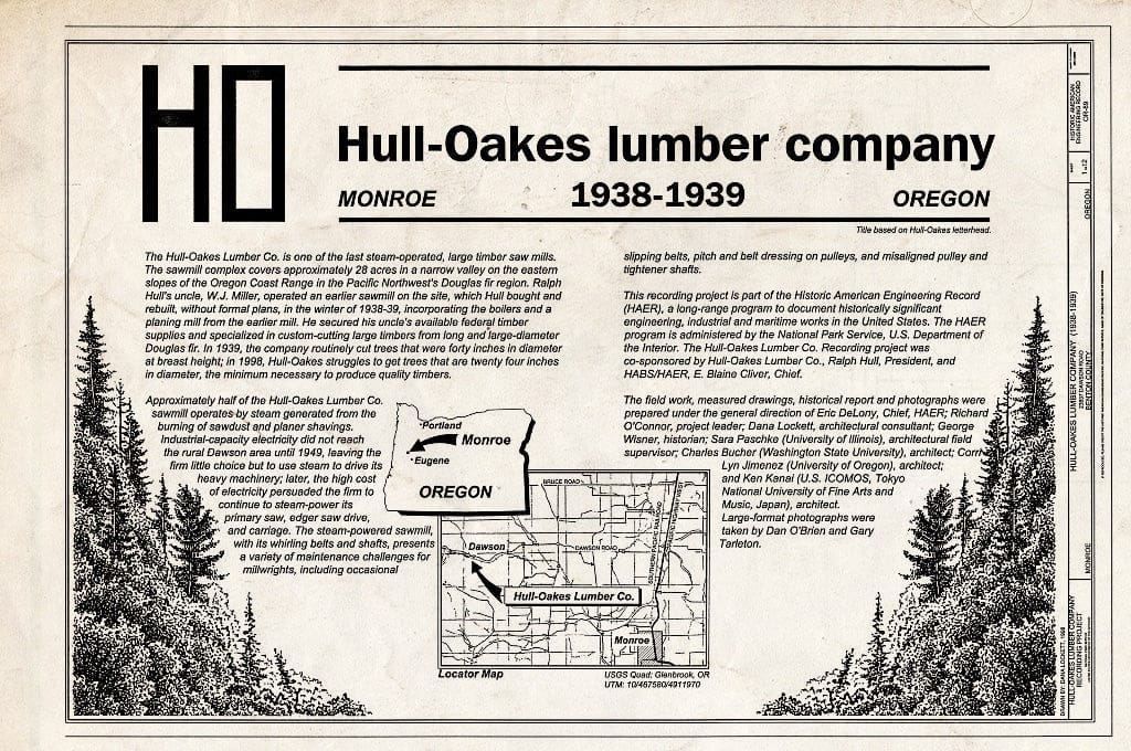 Blueprint HAER ORE,2-MONR,1- (Sheet 1 of 12) - Hull-Oakes Lumber Company, 23837 Dawson Road, Monroe, Benton County, OR