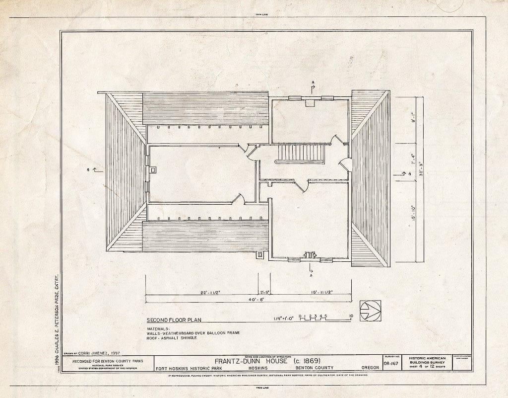 Blueprint HABS ORE,2-HOSK,2- (Sheet 4 of 12) - Frantz-Dunn House, Hoskins, Benton County, OR
