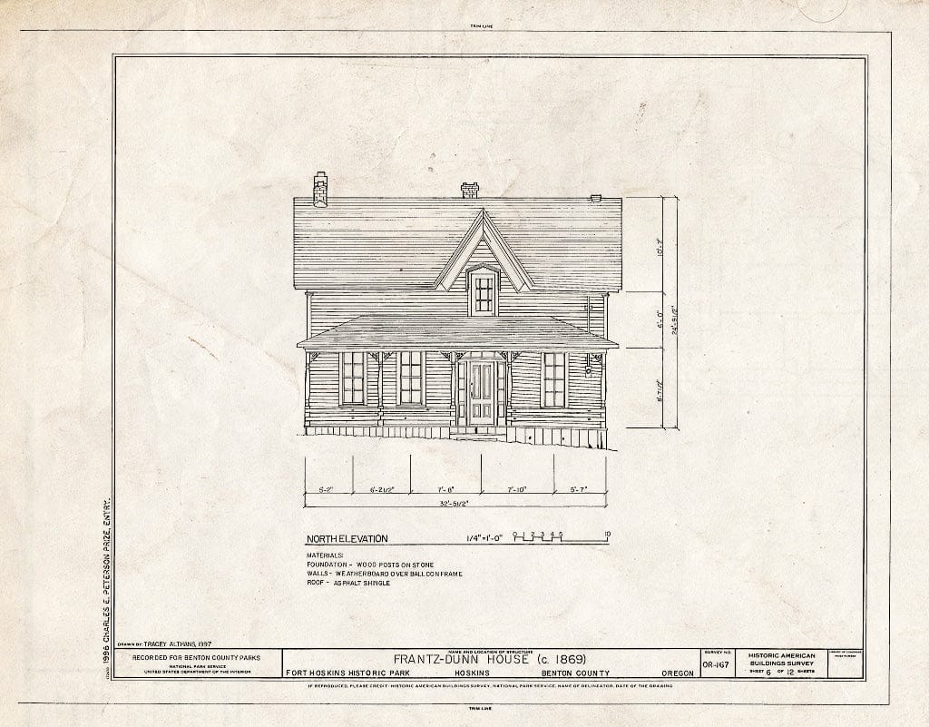 Blueprint HABS ORE,2-HOSK,2- (Sheet 6 of 12) - Frantz-Dunn House, Hoskins, Benton County, OR