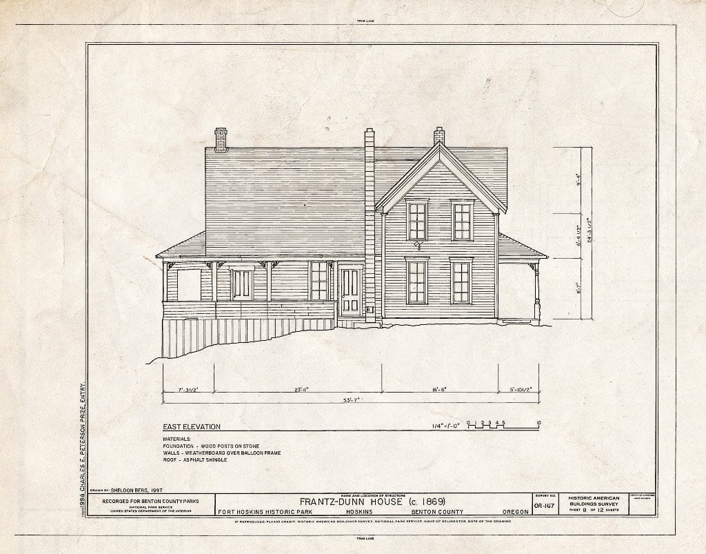 Blueprint HABS ORE,2-HOSK,2- (Sheet 8 of 12) - Frantz-Dunn House, Hoskins, Benton County, OR