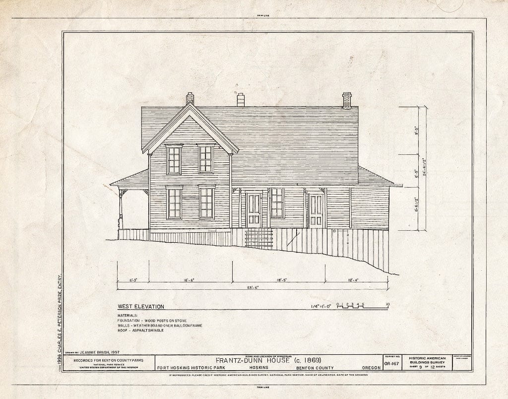 Blueprint HABS ORE,2-HOSK,2- (Sheet 9 of 12) - Frantz-Dunn House, Hoskins, Benton County, OR