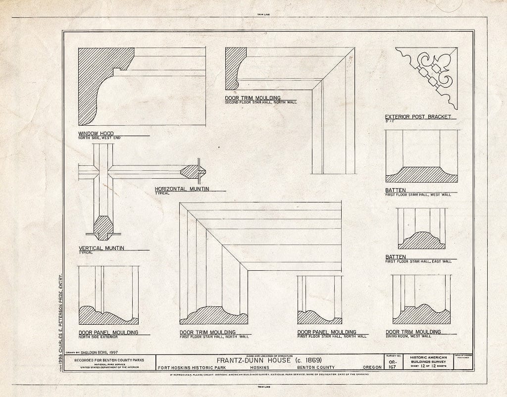 Blueprint HABS ORE,2-HOSK,2- (Sheet 12 of 12) - Frantz-Dunn House, Hoskins, Benton County, OR