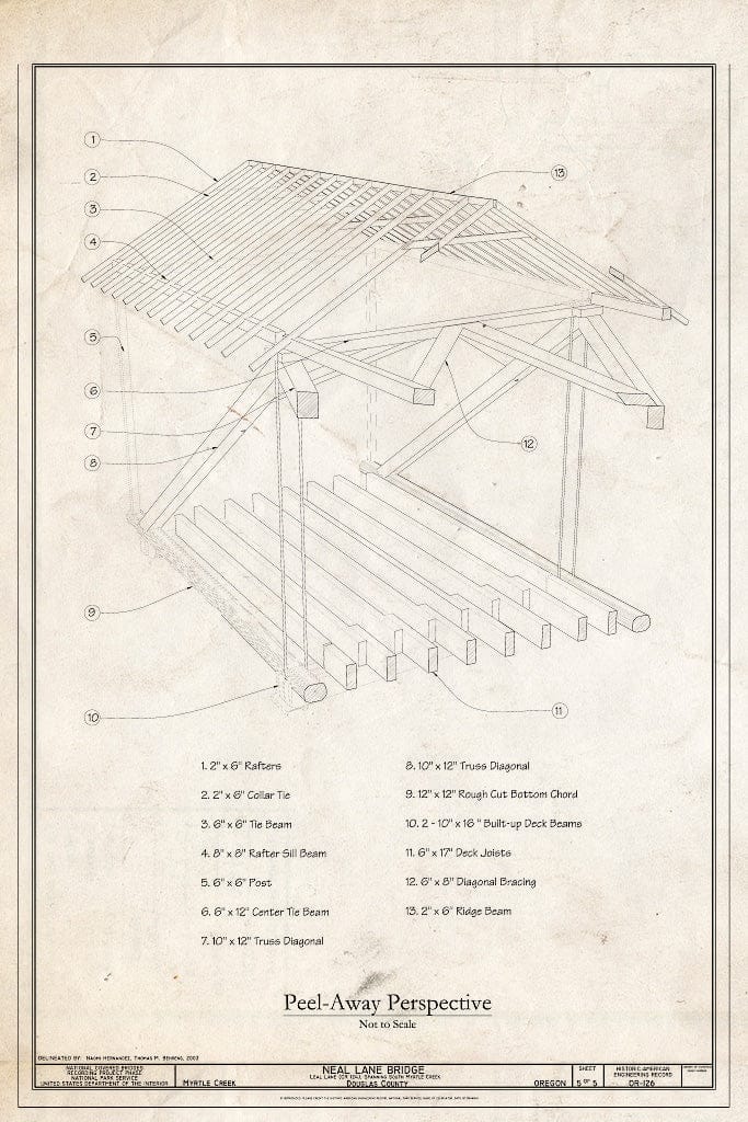 Blueprint Peel-Away Perspective - Neal Lane Bridge, Spanning South Myrtle Creek, Neal Lane (CR 124), Myrtle Creek, Douglas County, OR