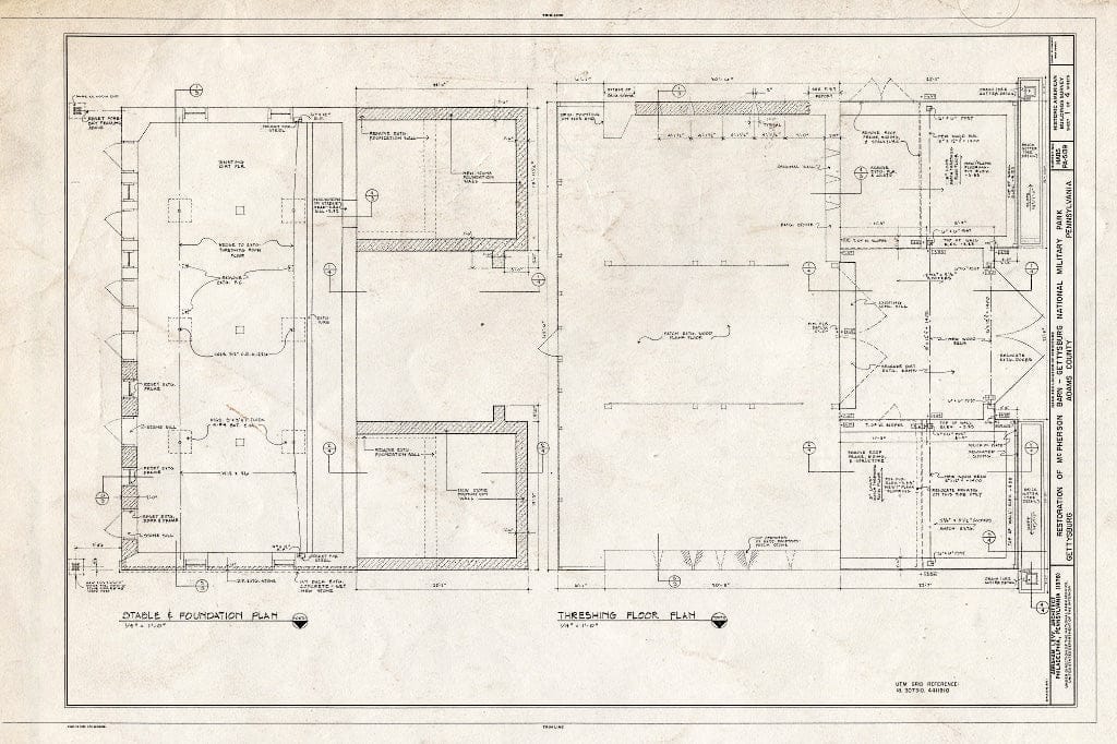Blueprint HABS PA,1-GET,10A- (Sheet 1 of 4) - McPherson Barn, Gettysburg, Adams County, PA