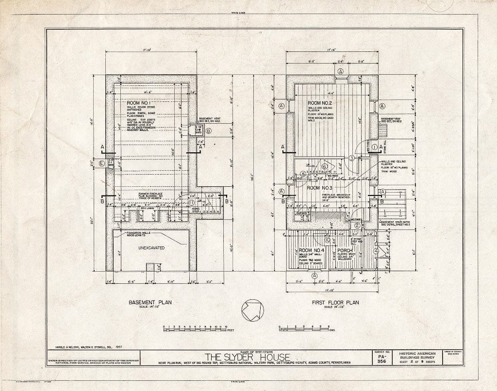 Blueprint HABS PA,1-GET,4- (Sheet 2 of 8) - Slyder House, Plum Run Near Big Round Top, Gettysburg, Adams County, PA