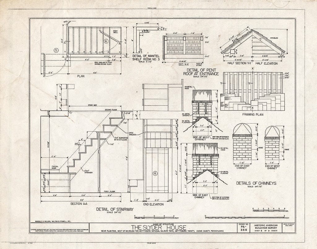 Blueprint HABS PA,1-GET,4- (Sheet 6 of 8) - Slyder House, Plum Run Near Big Round Top, Gettysburg, Adams County, PA