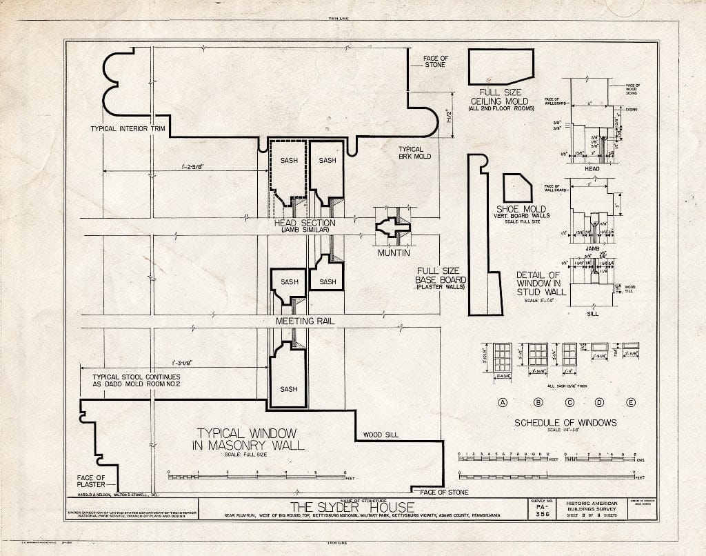 Blueprint HABS PA,1-GET,4- (Sheet 8 of 8) - Slyder House, Plum Run Near Big Round Top, Gettysburg, Adams County, PA
