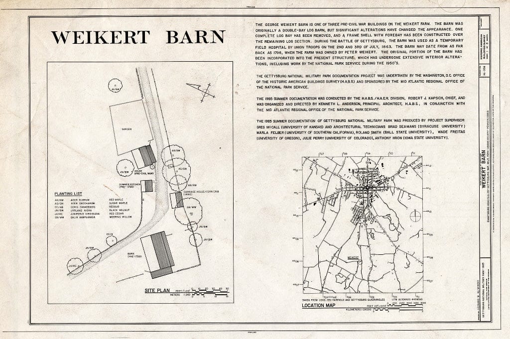 Blueprint HABS PA,1-GET.V,6B- (Sheet 1 of 8) - Weikert Barn, Emmitsburg Road, U.S. 15, Gettysburg, Adams County, PA