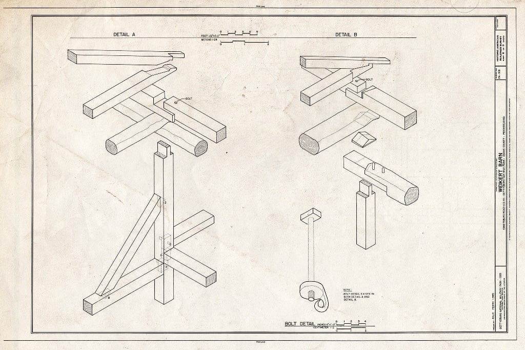 Blueprint HABS PA,1-GET.V,6B- (Sheet 8 of 8) - Weikert Barn, Emmitsburg Road, U.S. 15, Gettysburg, Adams County, PA