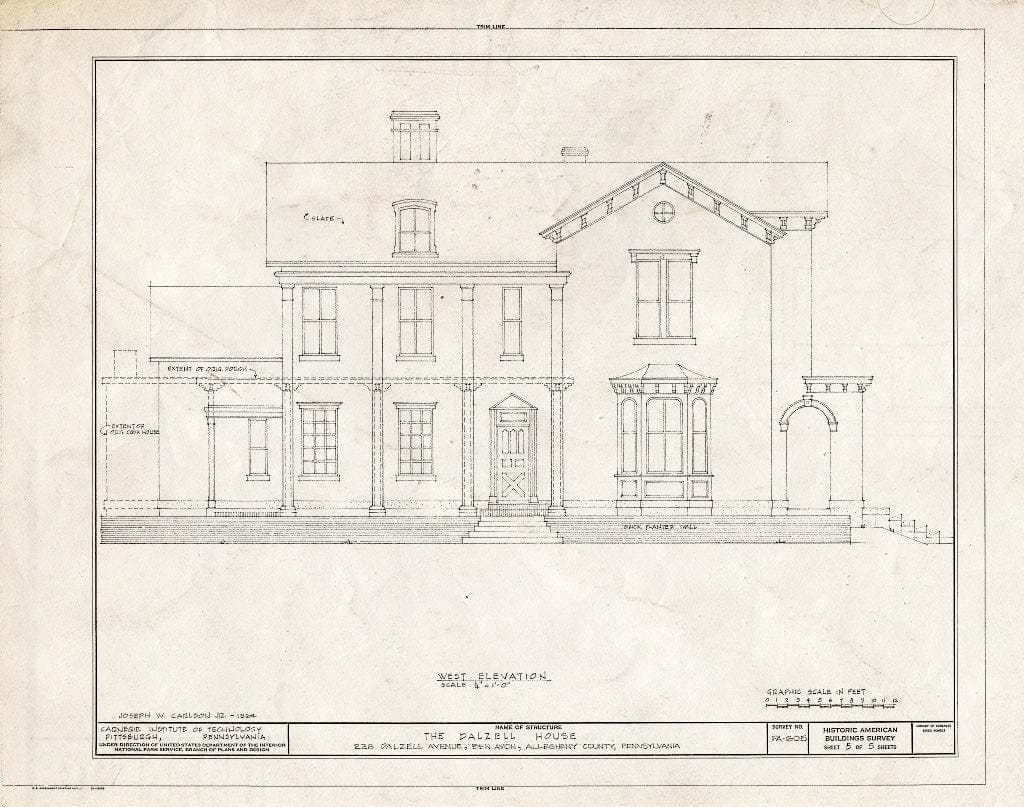 Blueprint HABS PA,2-BENAV,1- (Sheet 5 of 5) - Dalzell House, 228 Dalzell Avenue, Ben Avon, Allegheny County, PA