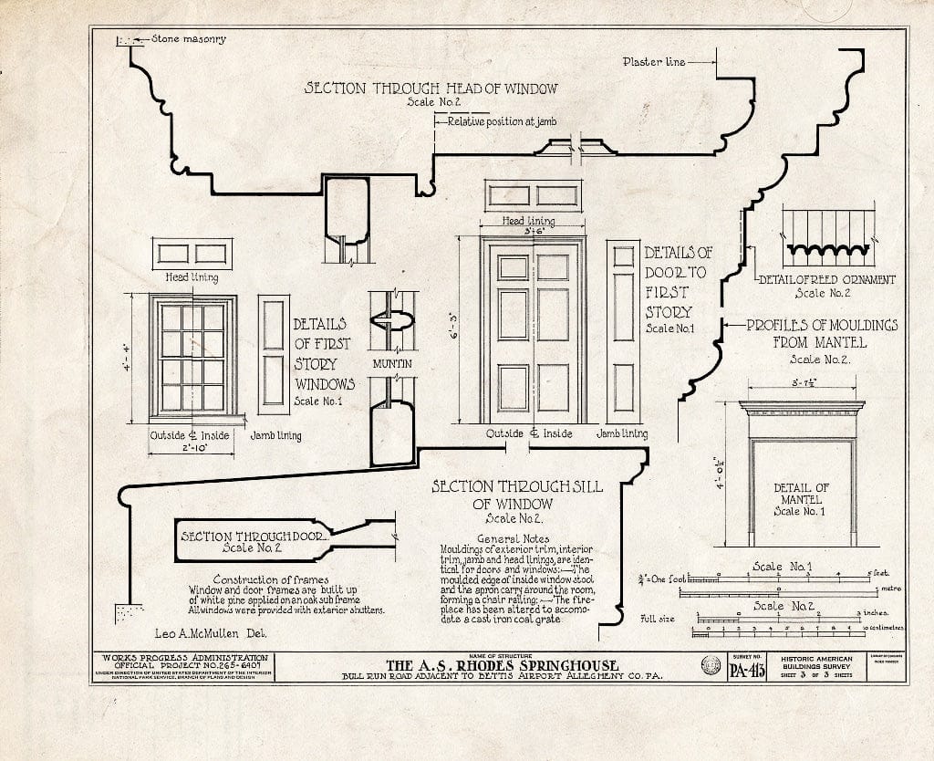 Blueprint HABS PA,2-DRAVO.V,1-A- (Sheet 3 of 3) - A. S. Rhodes Springhouse, Bull Run Road, Dravosburg, Allegheny County, PA